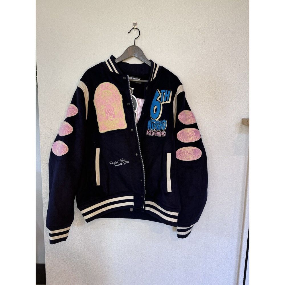 6THNBRHD VARSITY JACKET "HIT RECORDS" -NAVY - Picture 2 of 7